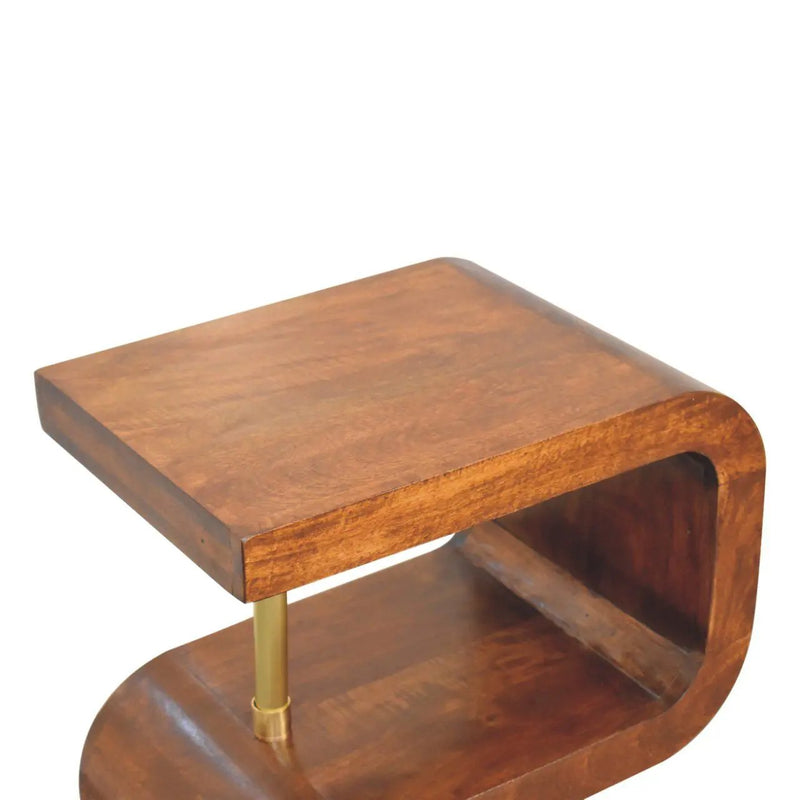 S Curve Brass Bedside Table - Dark Brown by Unique Piece Furniture