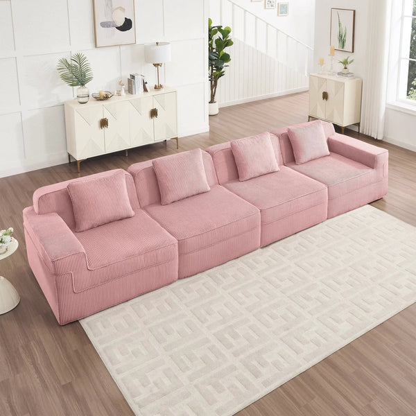 Modular 4 Seat Boneless Sofa, Cloud Sectional Couch