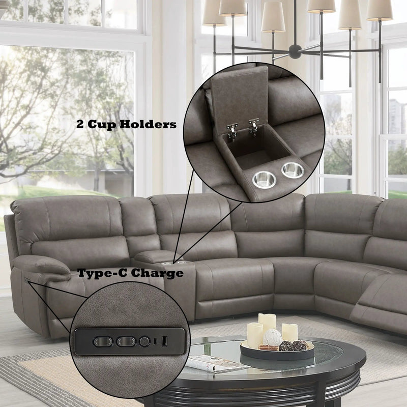 Kantu - Synthetic Leather Motion Sectional Sofa - Brown by Unique Piece Furniture