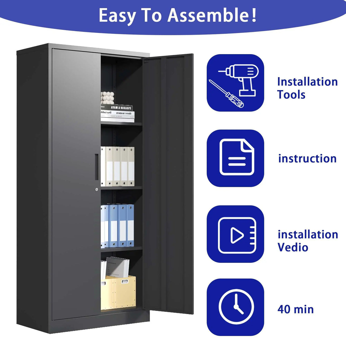 Heavy Metal Garage Storage Cabinet With Locking Doors, Steel, Adjustable Shelves by HouseOfZazla