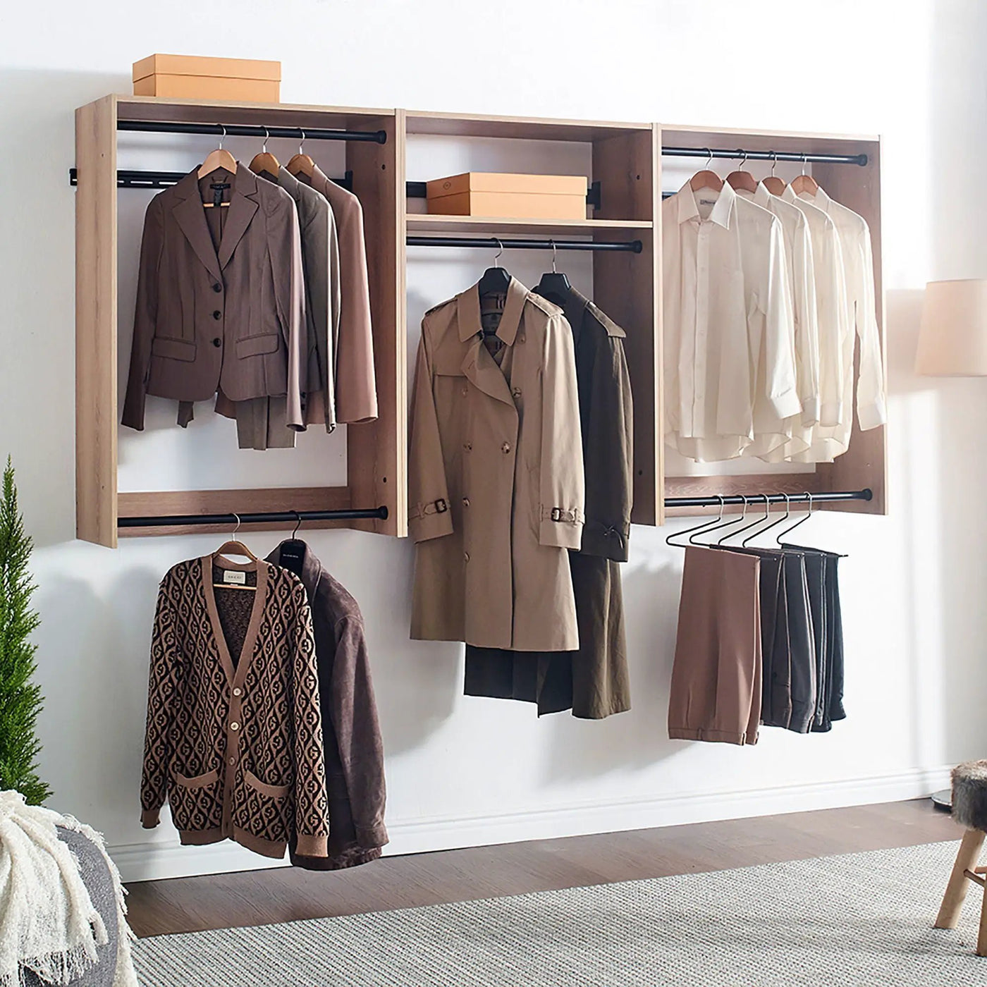 Devi - Wall Mounted Wood Closet System & Modular Design by HouseOfZazla