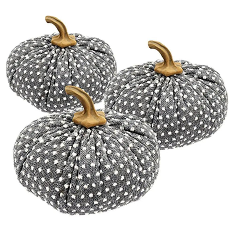 Pumpkin Ornament Decor For Holiday Harvest Festival Fall Festival & Thanksgiving (Set of 3) - White / Gray by HouseOfZazla