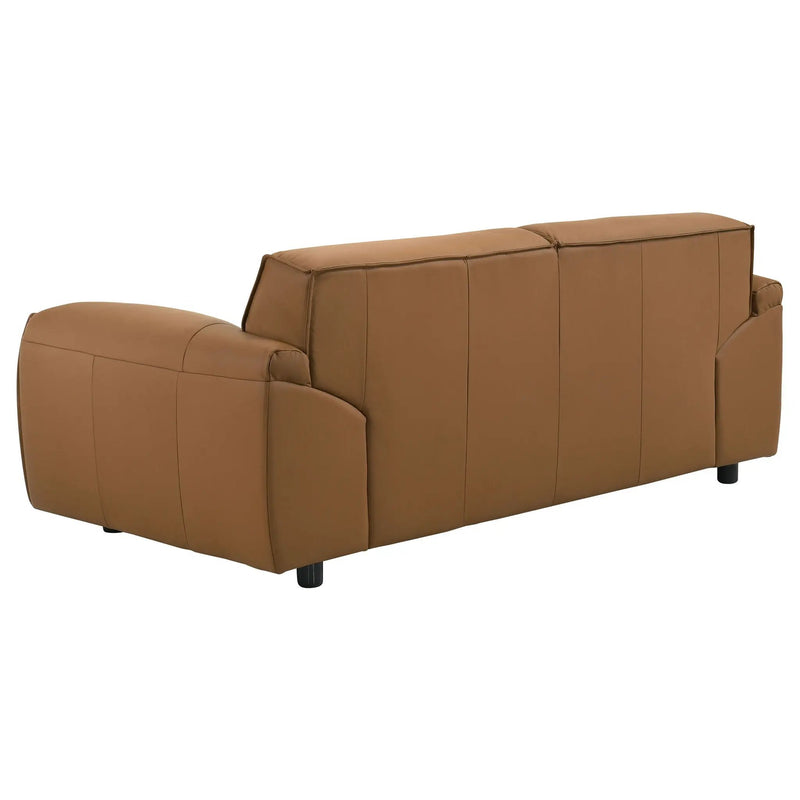 Buxton Top Grain Leather Upholstered Loveseat Orange by Unique Piece Furniture