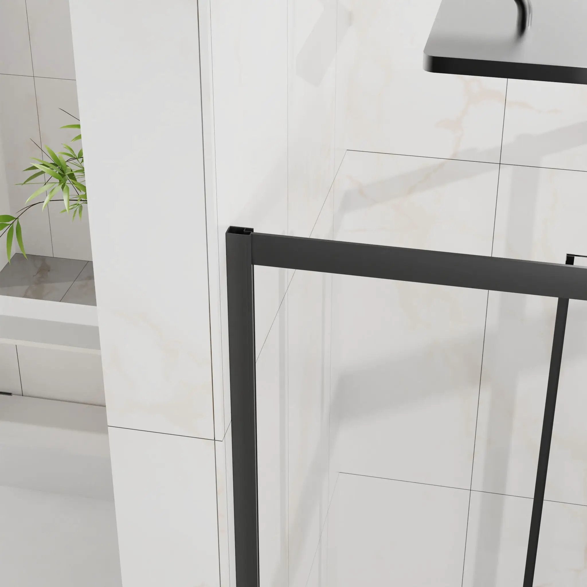 Corner Shower Enclosure With Sliding Door - Matte Black by HouseOfZazla