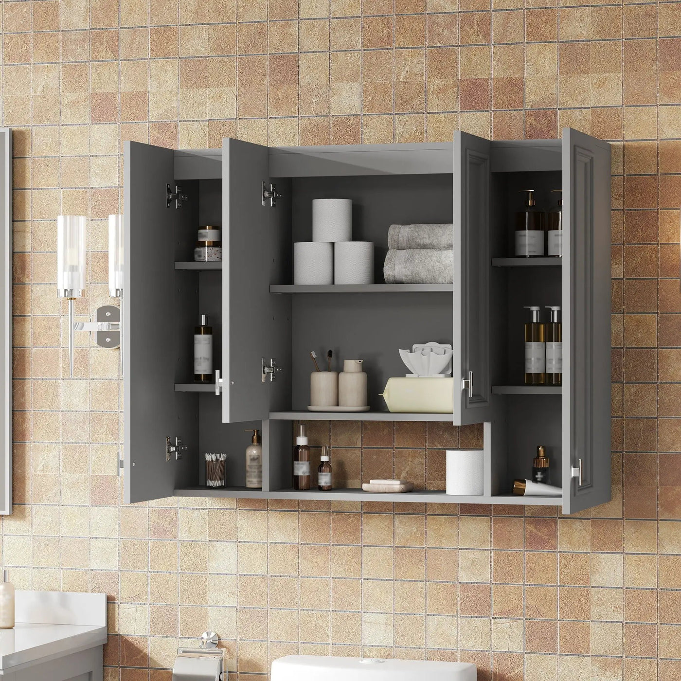Wall Mounted Bathroom Cabinet With 5 Adjustable Shelves by HouseOfZazla