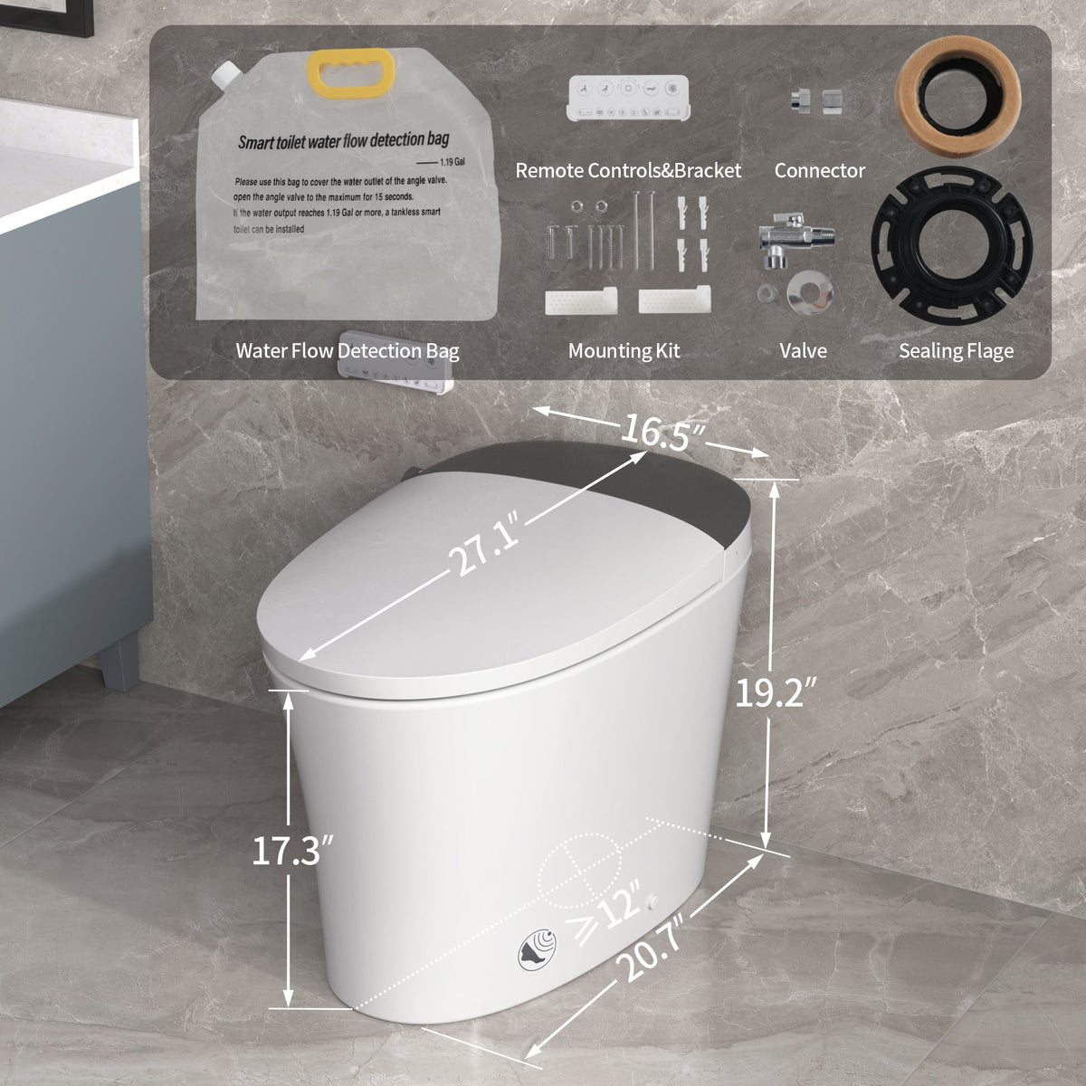 Elongated Smart Toilet with Bidet and Heated Seat, photo 9 of 10
