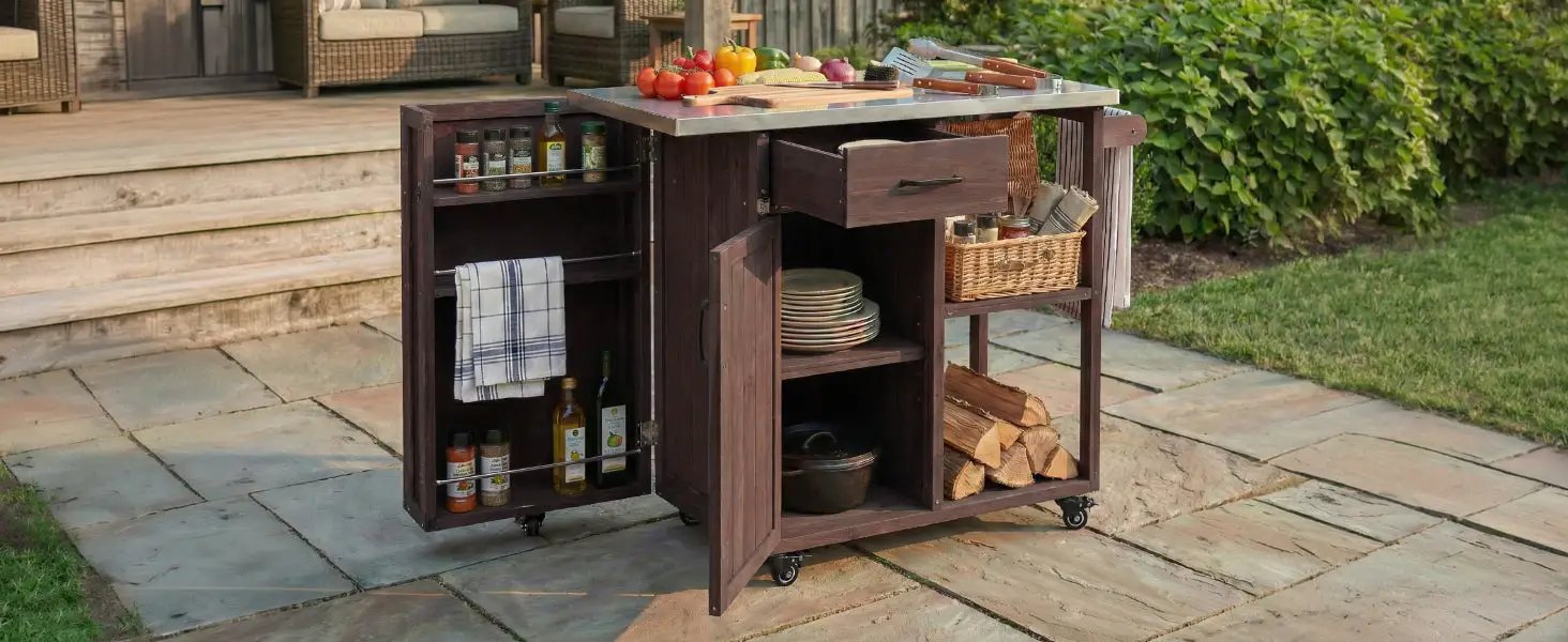 Outdoor Kitchen Island Fir Wood Prep Station by HouseOfZazla