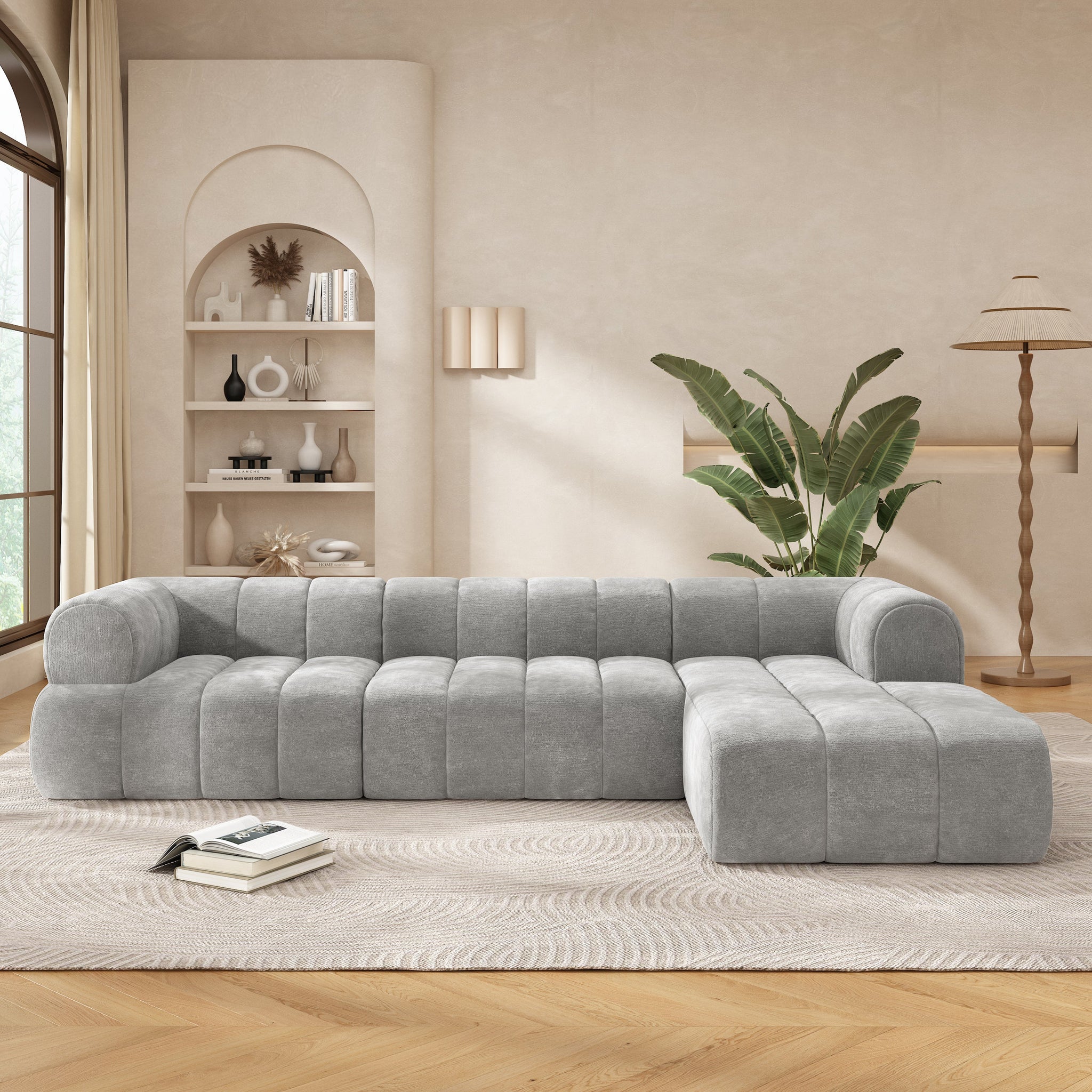 122" Modern L-Shaped Sectional Sofa with High-Density Foam and Chaise Lounge by HouseOfZazla