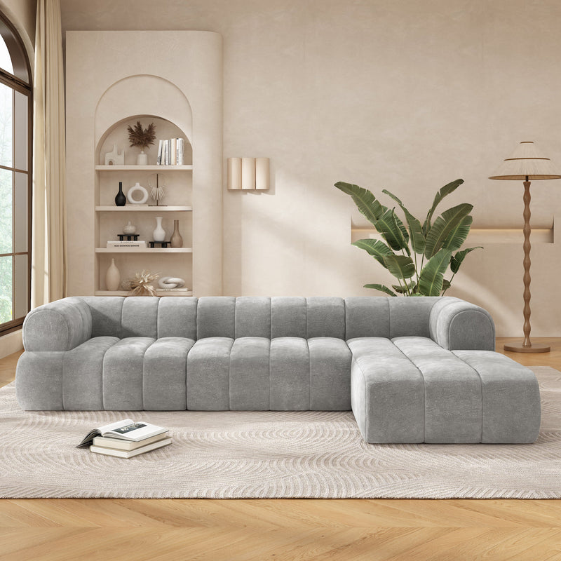 122" Modern L-Shaped Sectional Sofa with High-Density Foam and Chaise Lounge by HouseOfZazla