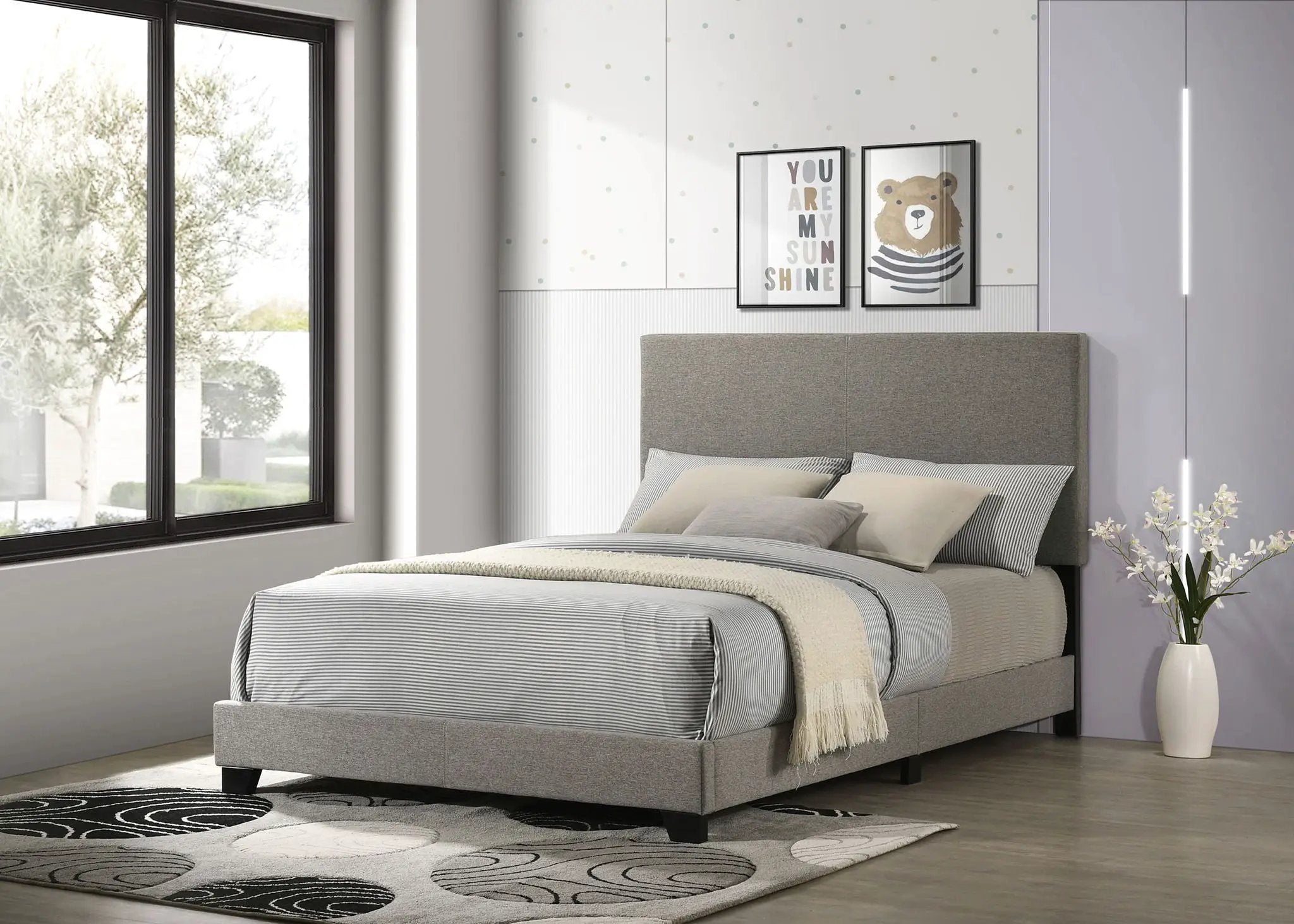 Dorian Fabric Upholstered Full Panel Bed Taupe by Unique Piece Furniture