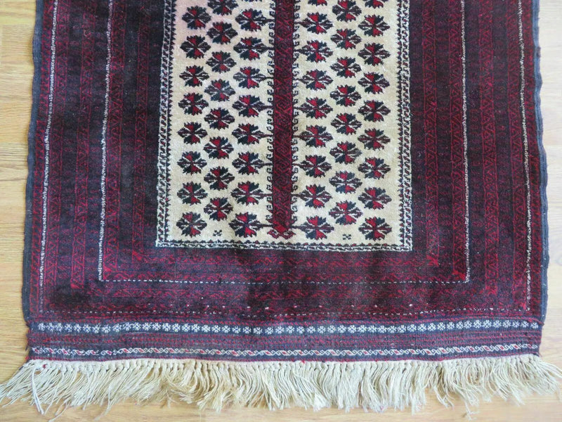 3' X 5' Handmade Fine Knotted Balouch Turkoman Prayer Silk Wool Rug by Jewel Rugs