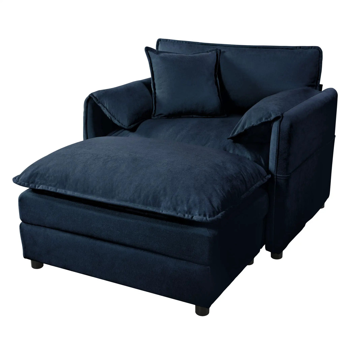 Oversized Chair With Movable Ottoman, Soft Upholstered Lounge Chair by HouseOfZazla