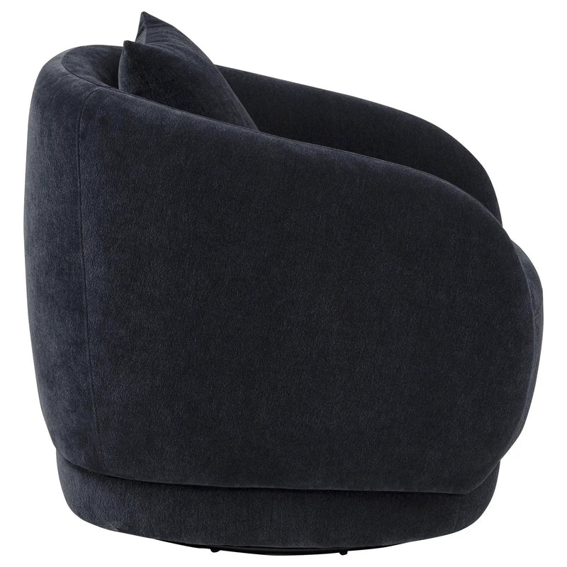 Arnaud Chenille Upholstered Swivel Accent Chair Navy by Unique Piece Furniture