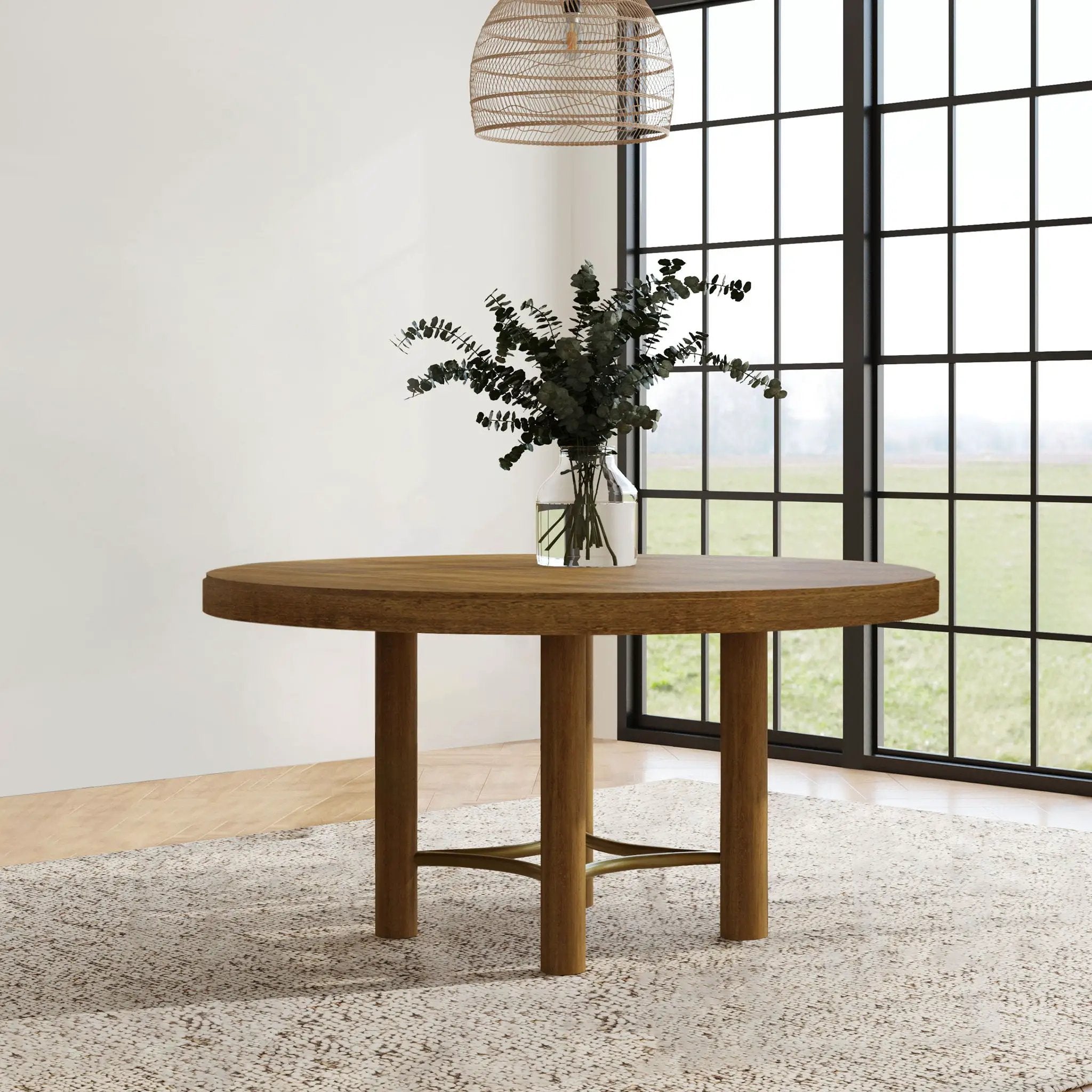 Arini 60-inch Round Wood Dining Room Table Sand Wash by Unique Piece Furniture