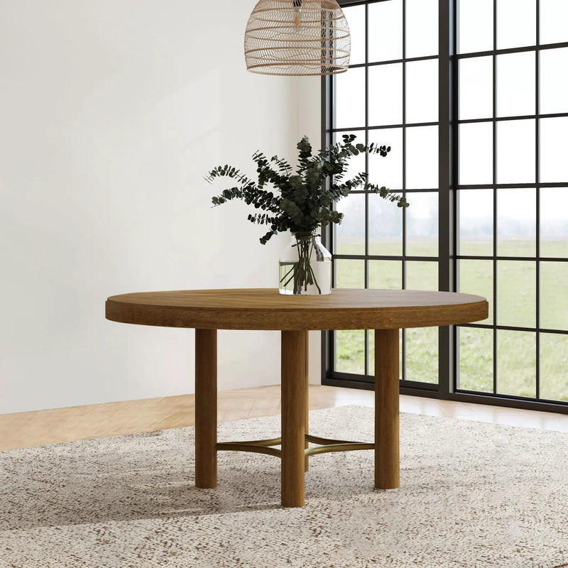 Arini 60-inch Round Wood Dining Room Table Sand Wash by Unique Piece Furniture
