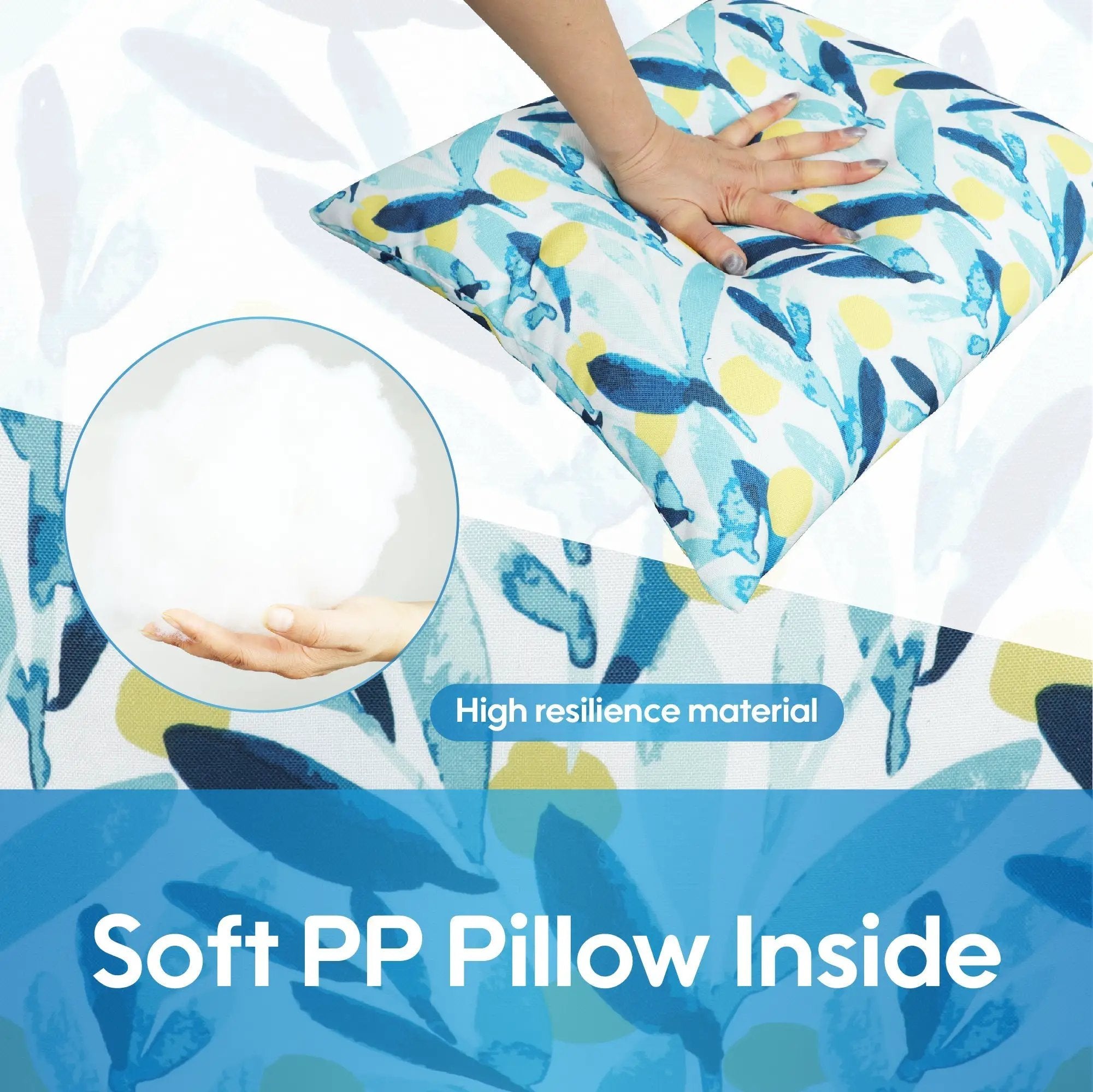 2 Pack Outdoor Waterproof Pillows - Blue Leaf (18x18 Inch) by HouseOfZazla