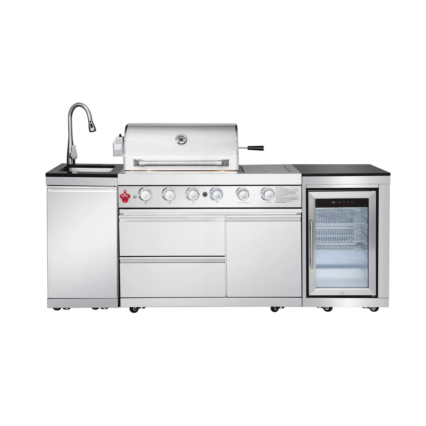 Outdoor Kitchen Island 85.2 Inch 4+1 Burner Propane Gas BBQ Grill 71500 BTU 304 Stainless Steel by HouseOfZazla