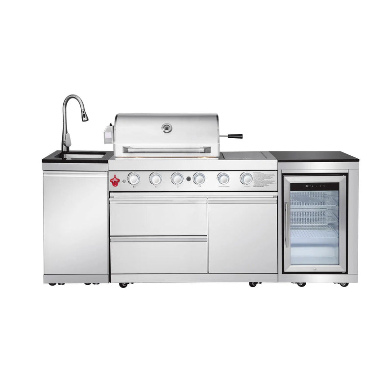 Outdoor Kitchen Island 85.2 Inch 4+1 Burner Propane Gas BBQ Grill 71500 BTU 304 Stainless Steel by HouseOfZazla