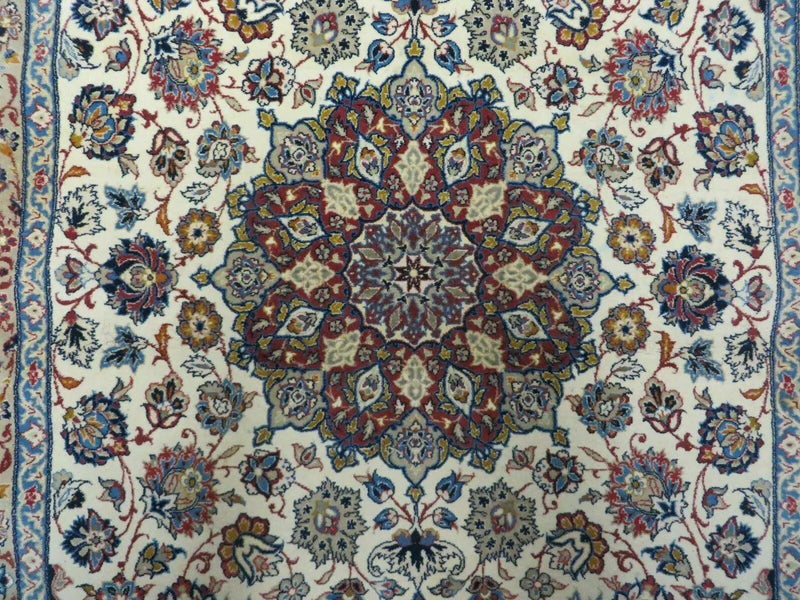 Persian Isfahan Rug 3x6, Fine 650 KPSI, Hand Knotted, Ivory by Jewel Rugs