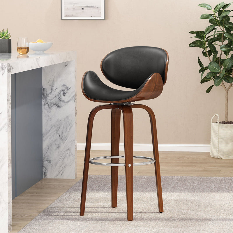 Lumos Mid Century Modern Upholstered Swivel Barstool by HouseOfZazla
