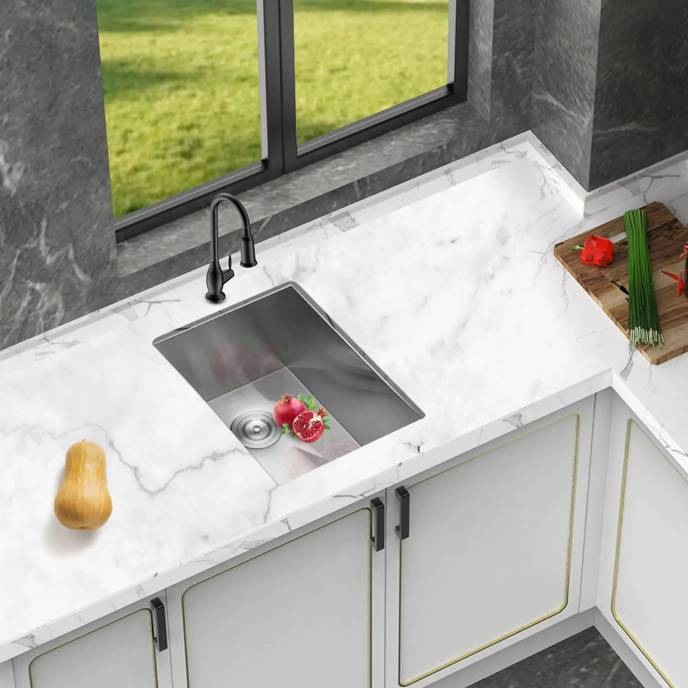 Undermount Stainless Steel Kitchen Sink, Deep Single Bowl Basin by HouseOfZazla