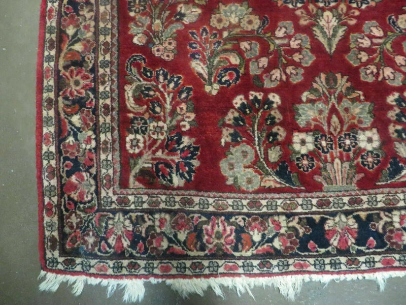 Red Persian Sarouk Rug 3x5, Antique Persian Carpet 1920s, Hand Knotted, Floral, Wool, Oriental Rug, Handmade Rug by Jewel Rugs