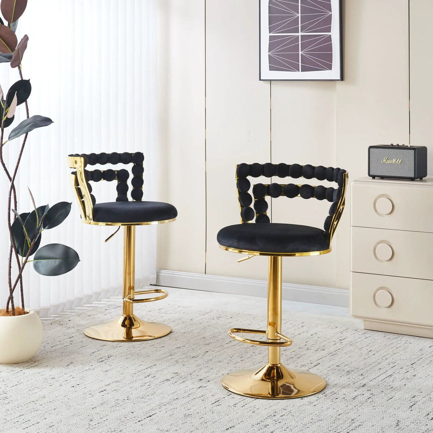 Modern Bar Chair With Iron Tube Legs, Soft Cushions And Comfortable Backrest (Set of 2) by HouseOfZazla