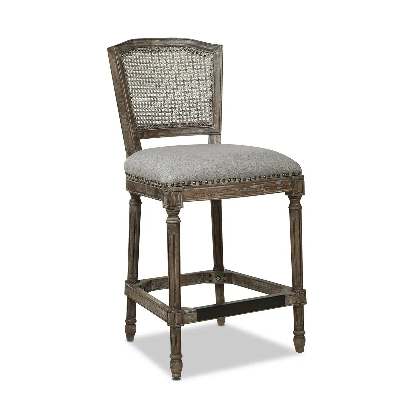 Triomphe - Rattan Wicker High Back Armless Counter Bar Stool by HouseOfZazla