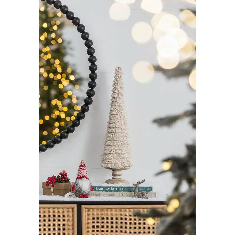 D5.1x21.7" Fringes Embellished Cone With Wooden Base by HouseOfZazla