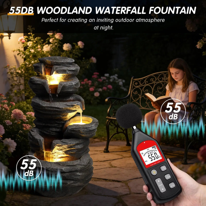 Outdoor Waterfall Fountain with Lights by HouseOfZazla