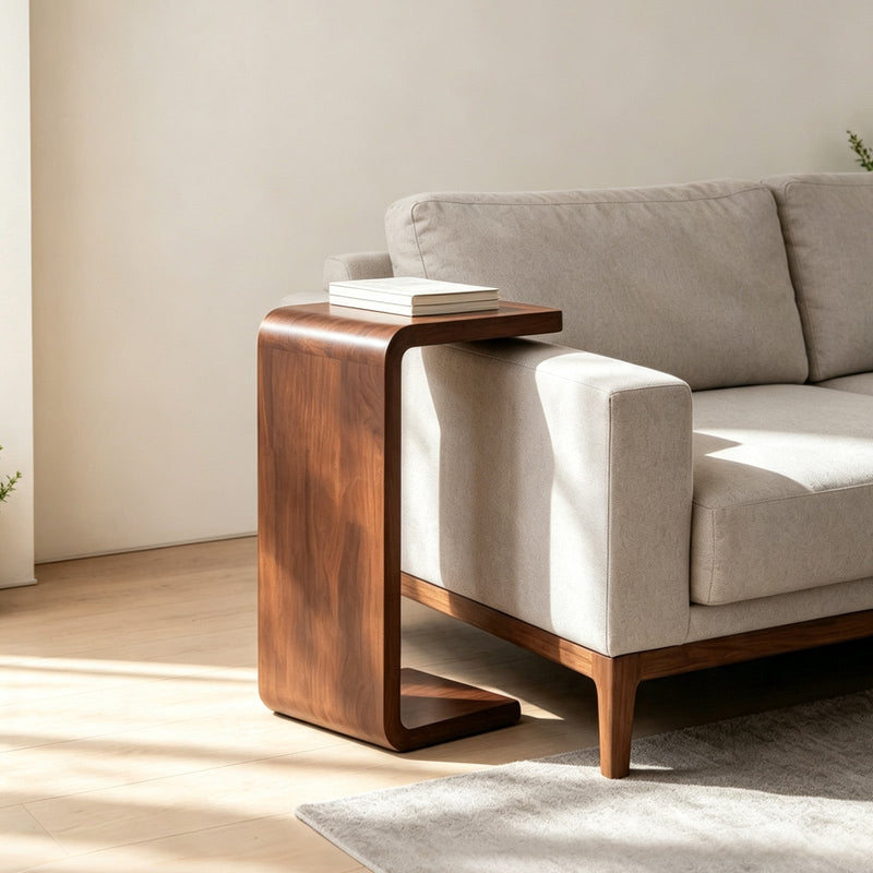 2-in-1 Convertible C Shaped Coffee Table with Modern Design - Rubber Wood, photo 4 of 7