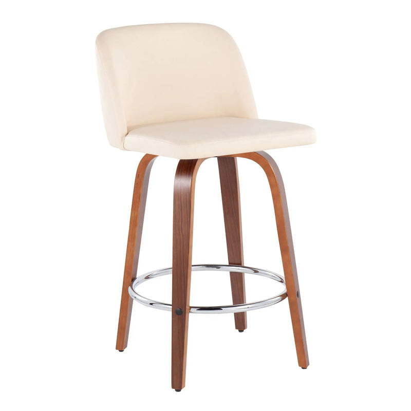 Toriano - Mid-Century Modern Fixed Height Counter Stool With Round Footrest (Set of 2) by HouseOfZazla