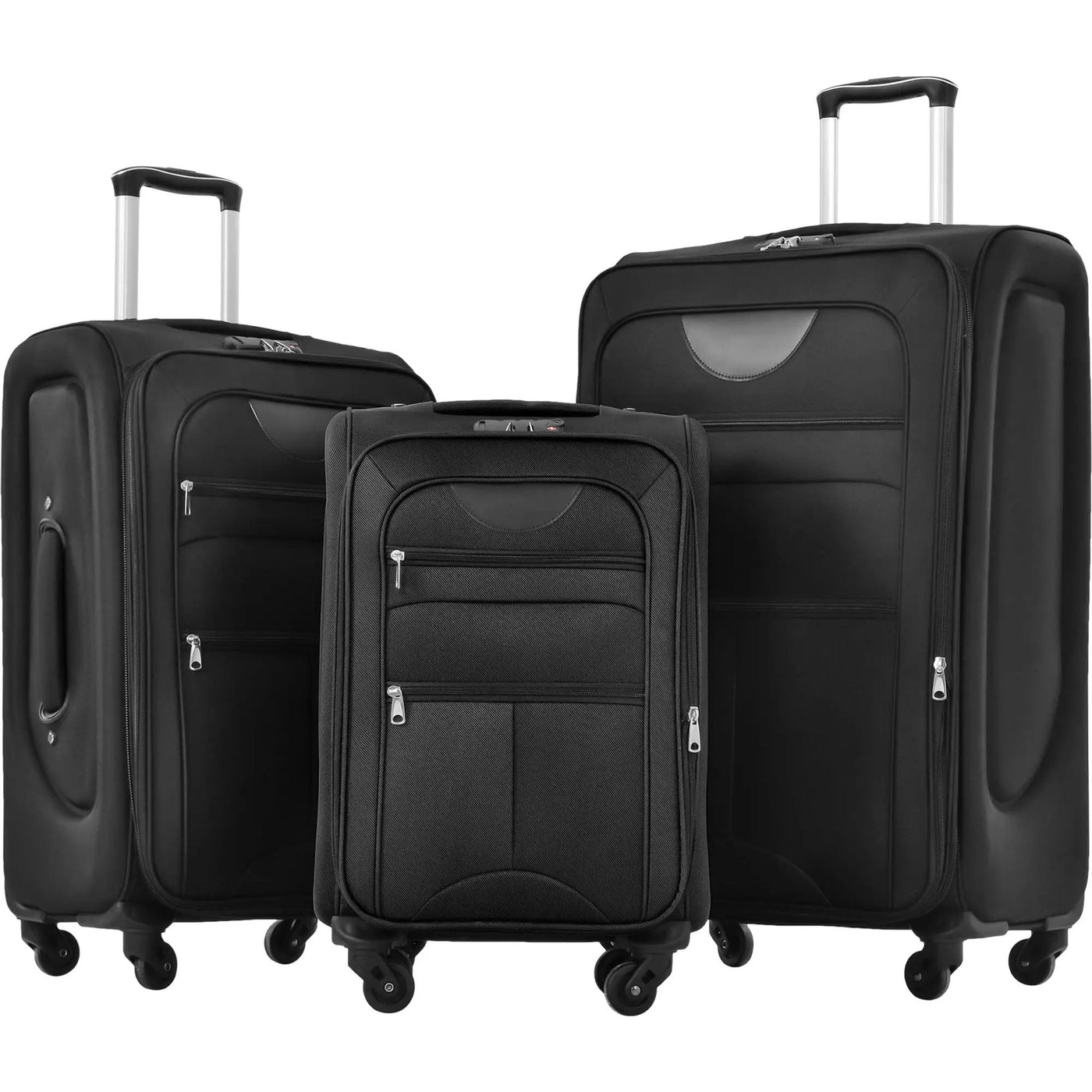 Softside Luggage Expandable 3 Piece Set Suitcase Upright Spinner Softshell Lightweight Luggage Travel Set by HouseOfZazla