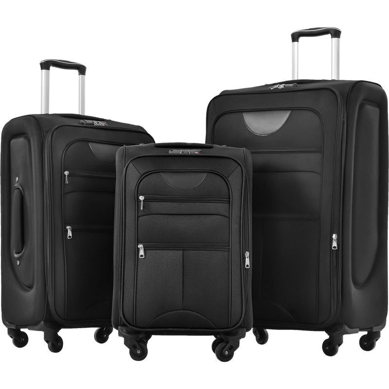 Softside Luggage Expandable 3 Piece Set Suitcase Upright Spinner Softshell Lightweight Luggage Travel Set by HouseOfZazla