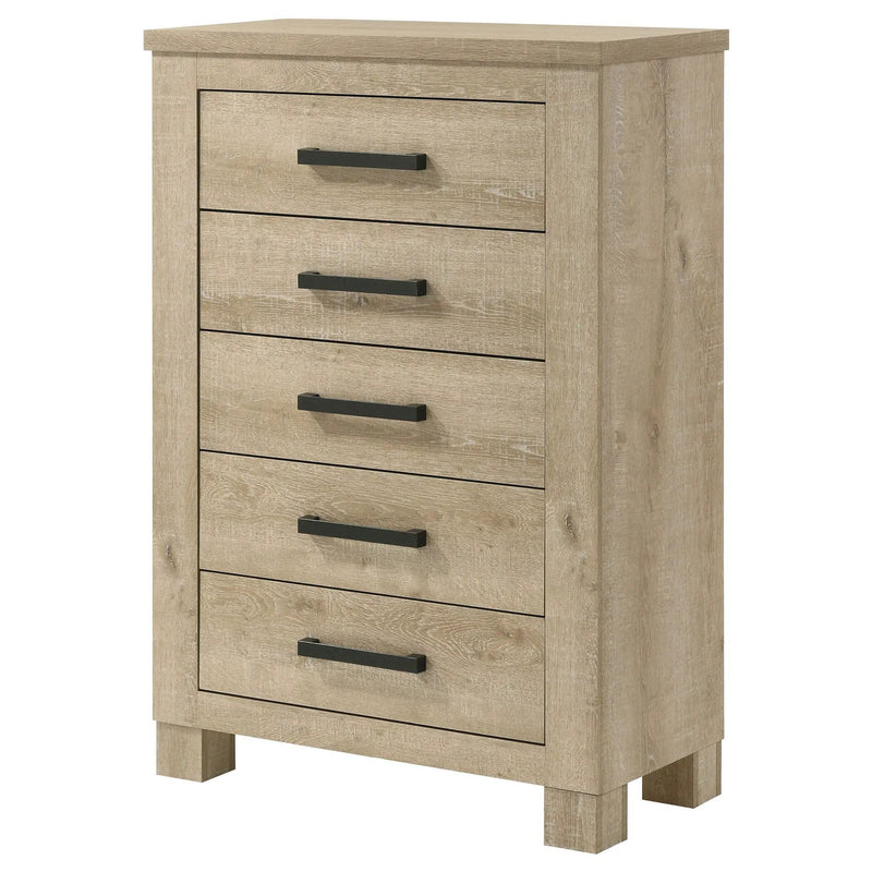 Oakglen 5-drawer Bedroom Chest of Drawers Weathered Oak by Unique Piece Furniture