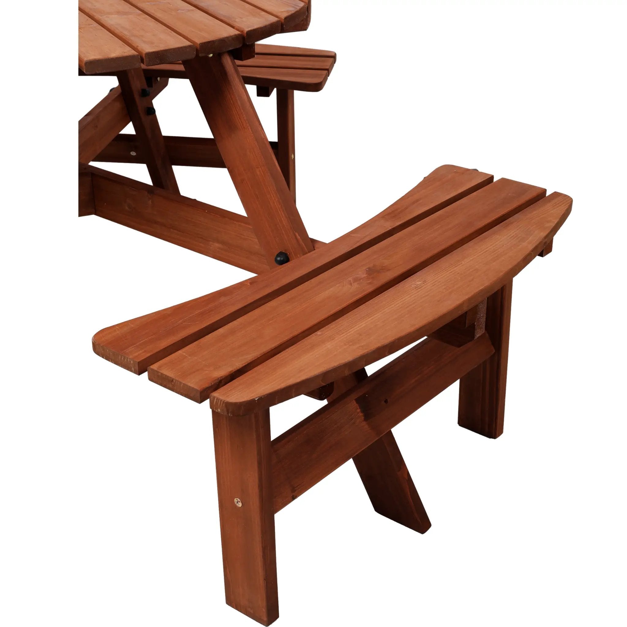 Wooden Kids Picnic Table with 3 Built-in Benches and Umbrella Hole by HouseOfZazla
