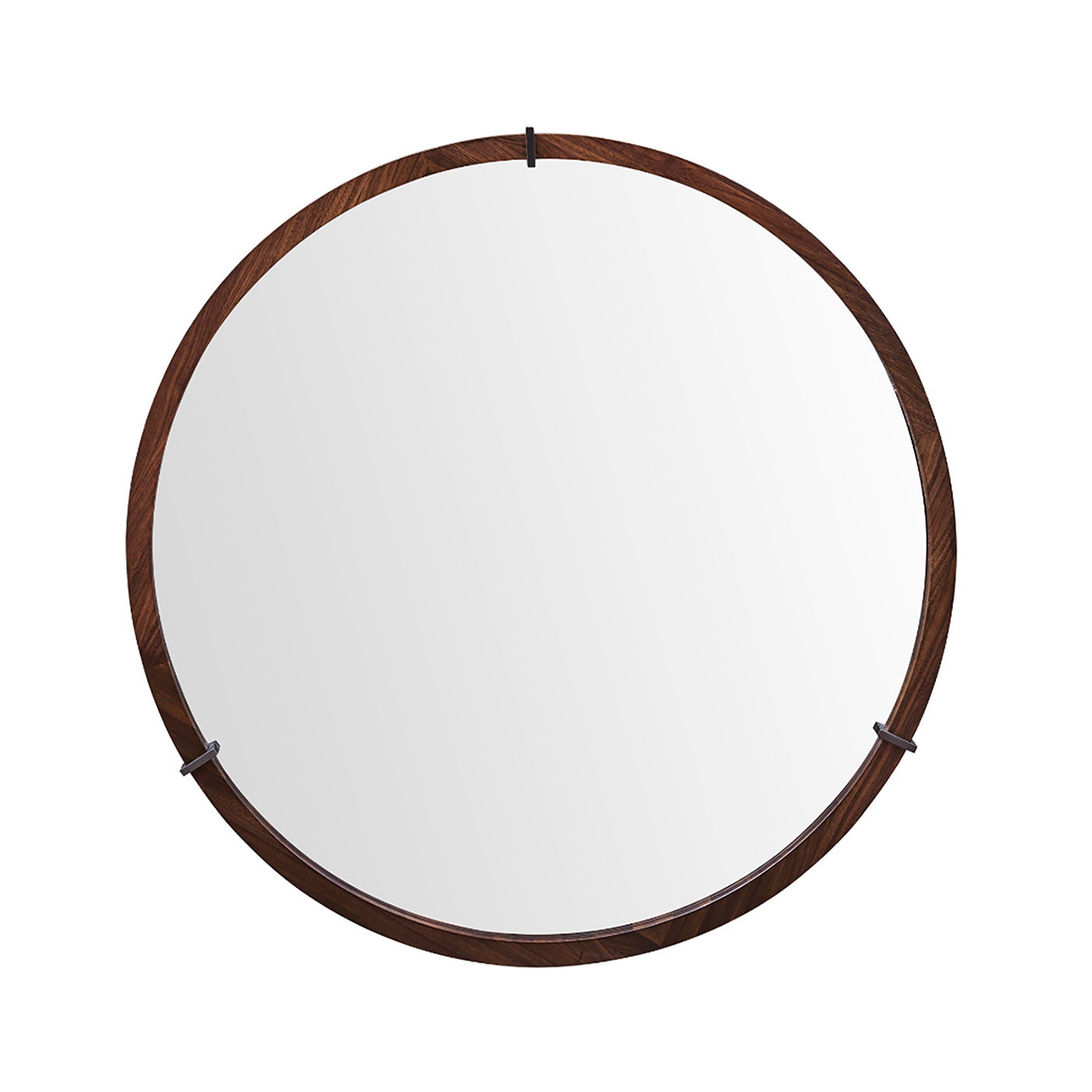 Hausen - Mid-Century Modern Round Accent Wall Mirror - Brown Walnut by HouseOfZazla