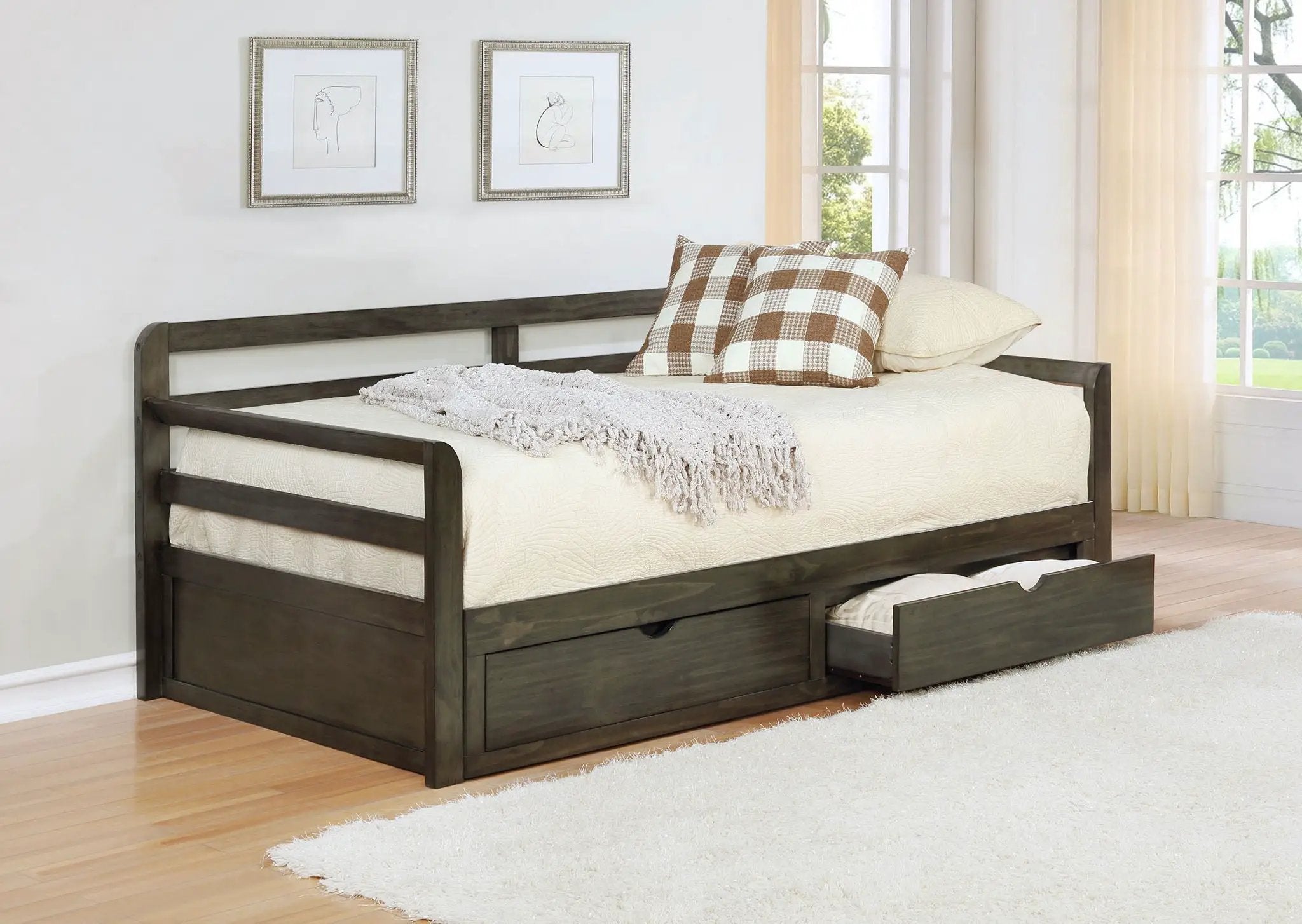 Sorrento 2-drawer Twin XL Daybed with Extension Trundle Grey by Unique Piece Furniture