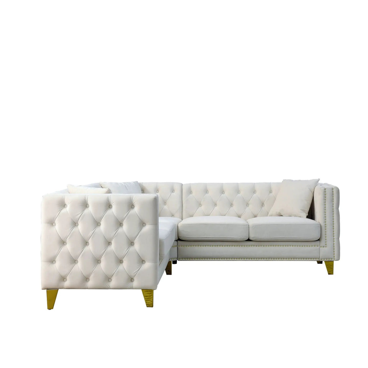 L-Shaped Corner Sofa, 5 Seater Sectional With Tufted Design by HouseOfZazla