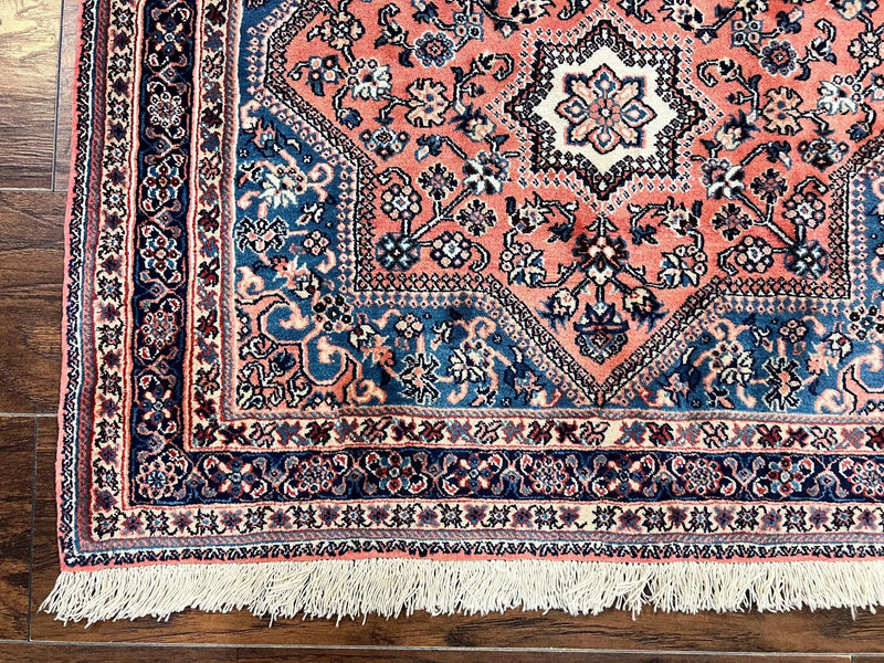 Persian Shiraz Rug 3x5, Geometric Tribal Rug, Wool Hand Knotted Vintage Carpet, Light Red & Blue, Signed by Masterweaver by Jewel Rugs
