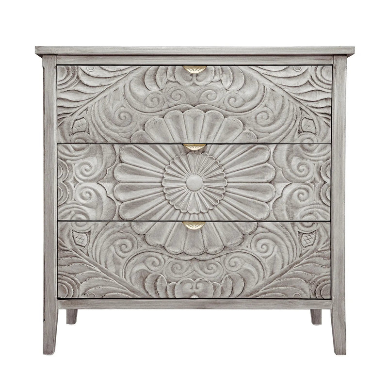 3 Drawer Cabinet, American Furniture, Suitable For Bedroom, Living Room - Light Gray by HouseOfZazla