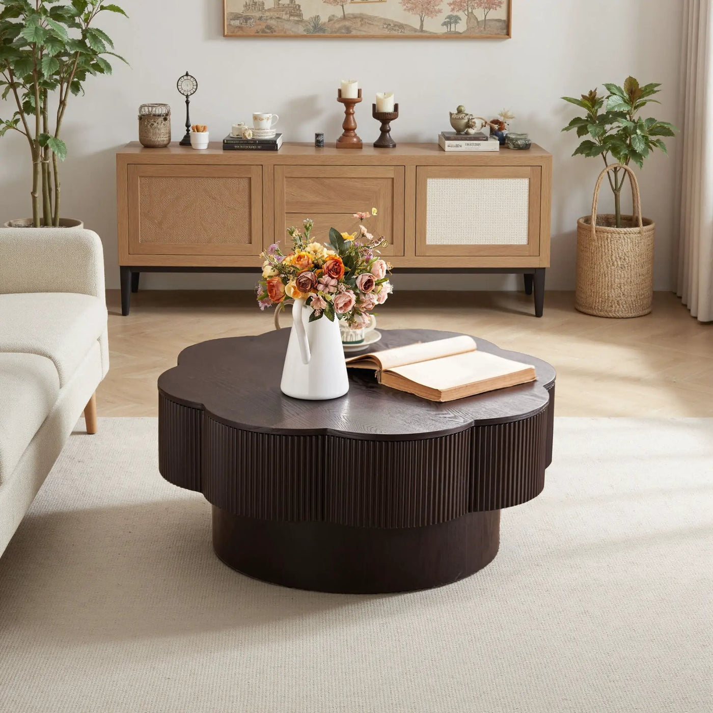 Modern Plum Blossom Shaped Coffee Table With Storage by HouseOfZazla
