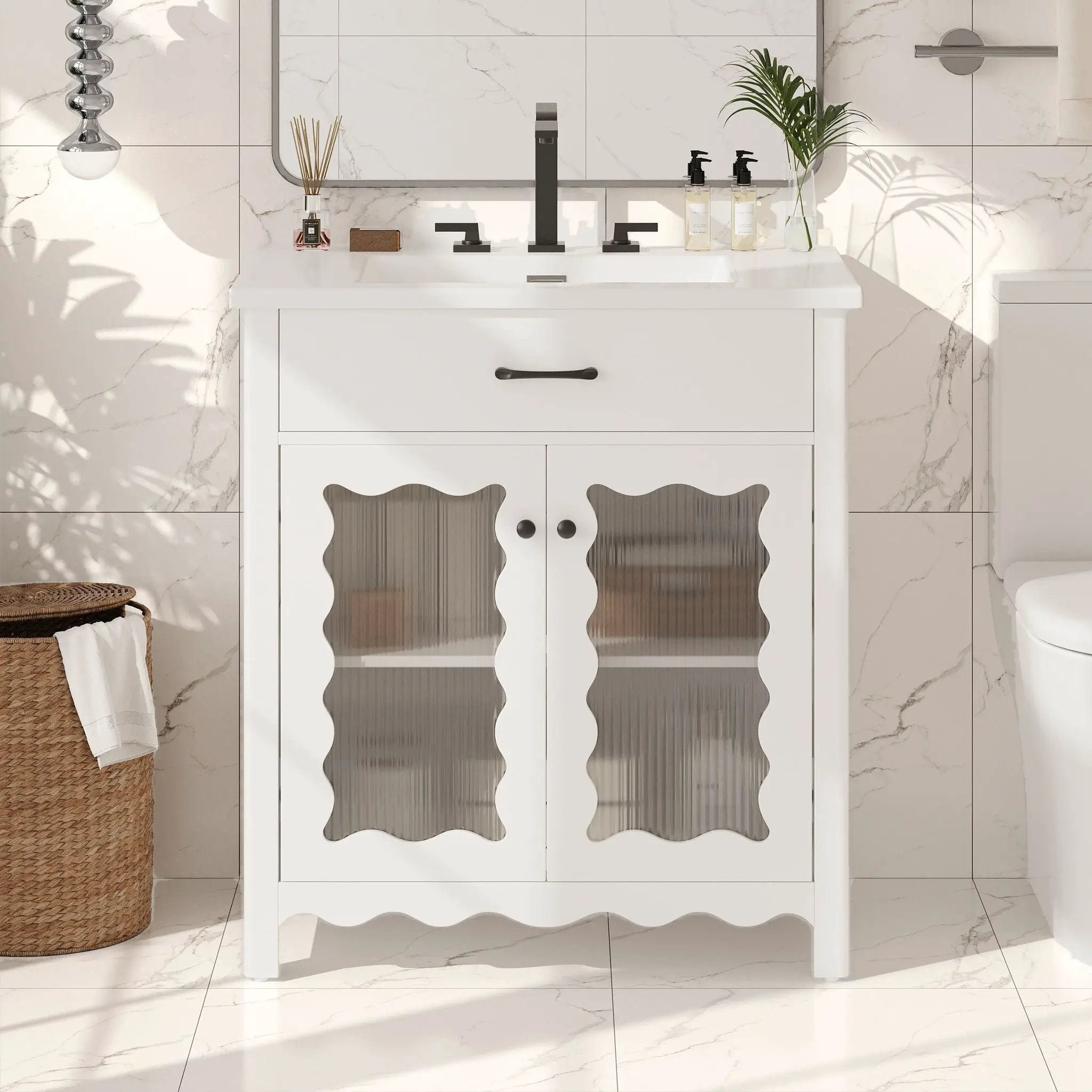 Modern Bathroom Vanity With Tempered Glass Doors by HouseOfZazla