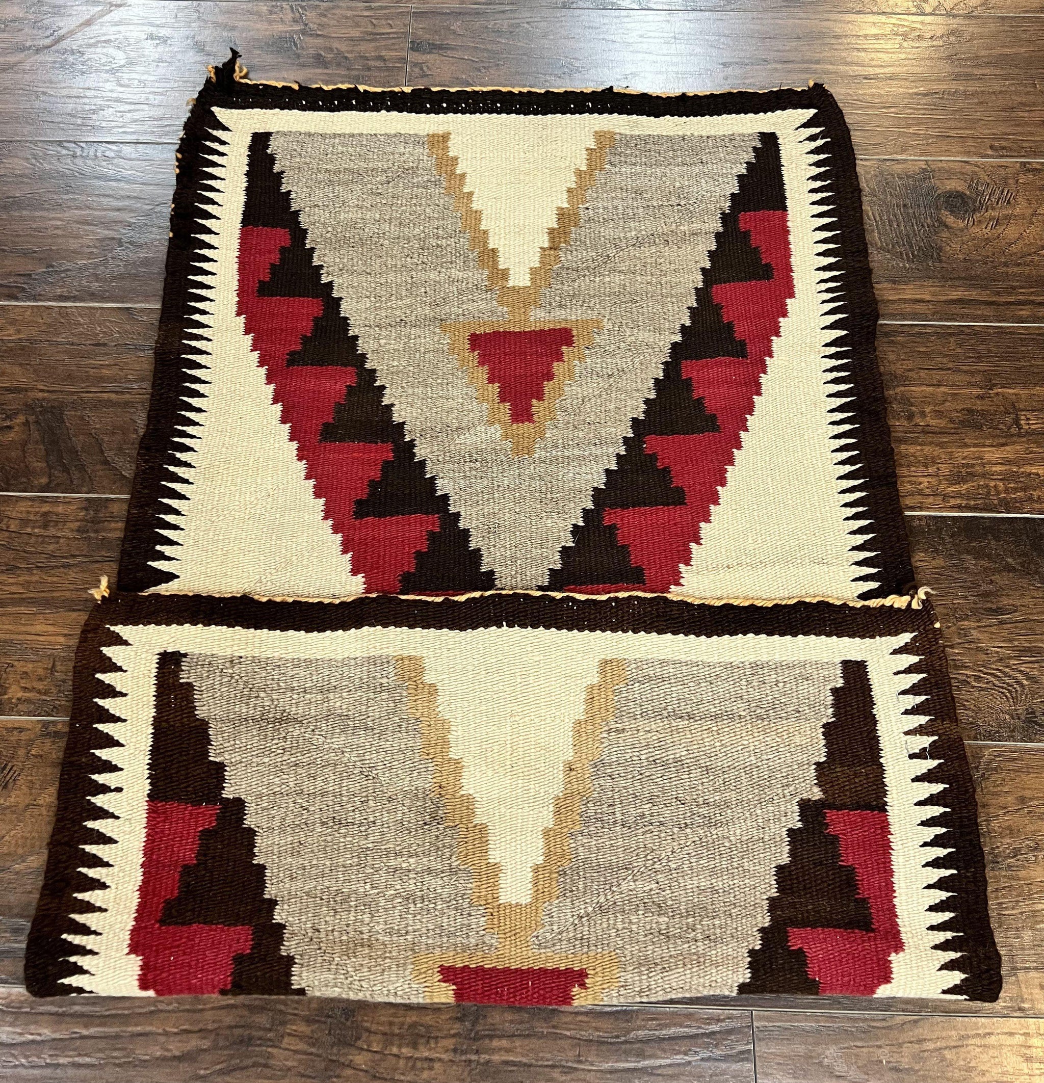 Antique Navajo Rug 2x4, Collectible Native American Wool Handmade Rug, Ivory Black Red Gray, Vintage Navajo Textile by Jewel Rugs