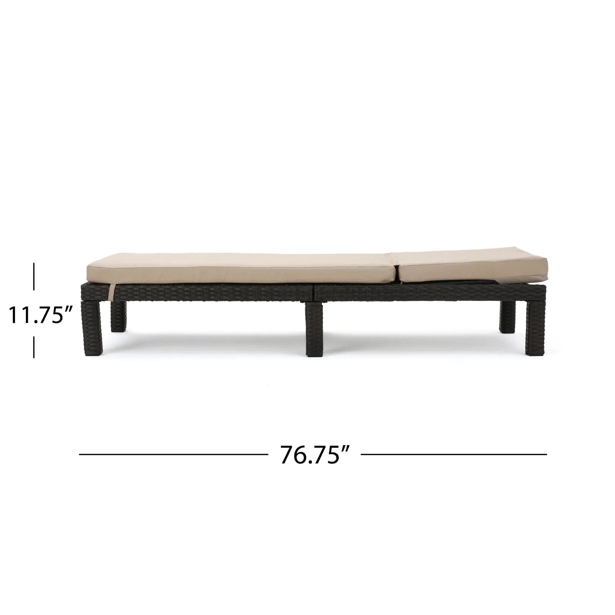 Puerta Chaise Lounge Frame Cushion Outdoor Wicker Iron - Beige / Dark Brown by HouseOfZazla