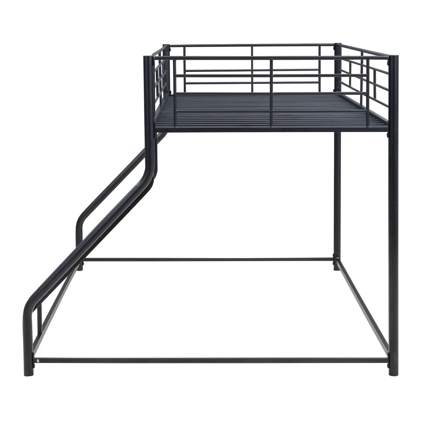 Metal Floor Bunk Bed With Sloped Ladder, Space Saving Design by HouseOfZazla