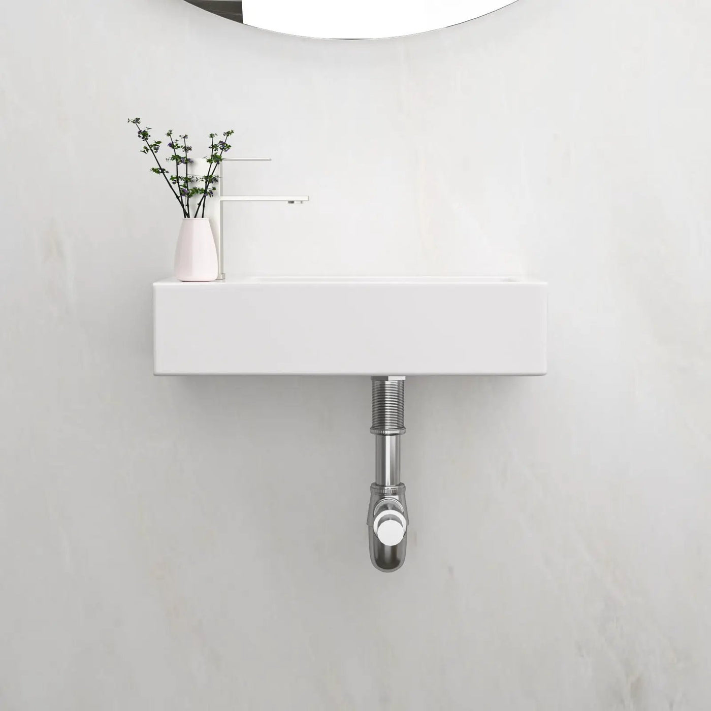 Modern Ceramic Rectangle Wall Mount Bathroom Sink With Single Faucet Hole by HouseOfZazla