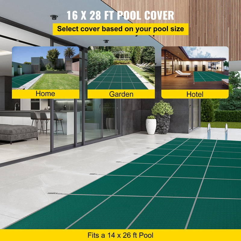 Pool Safety Cover Fits 14x26ft Rectangle Inground Safety Pool Cover by HouseOfZazla
