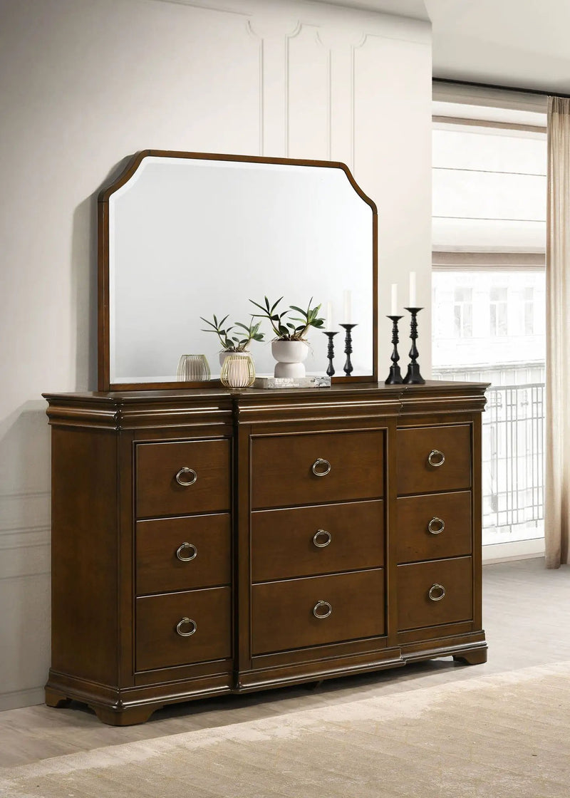 Garland 9-drawer Bedroom Dresser with Mirror Brown Cherry by Unique Piece Furniture
