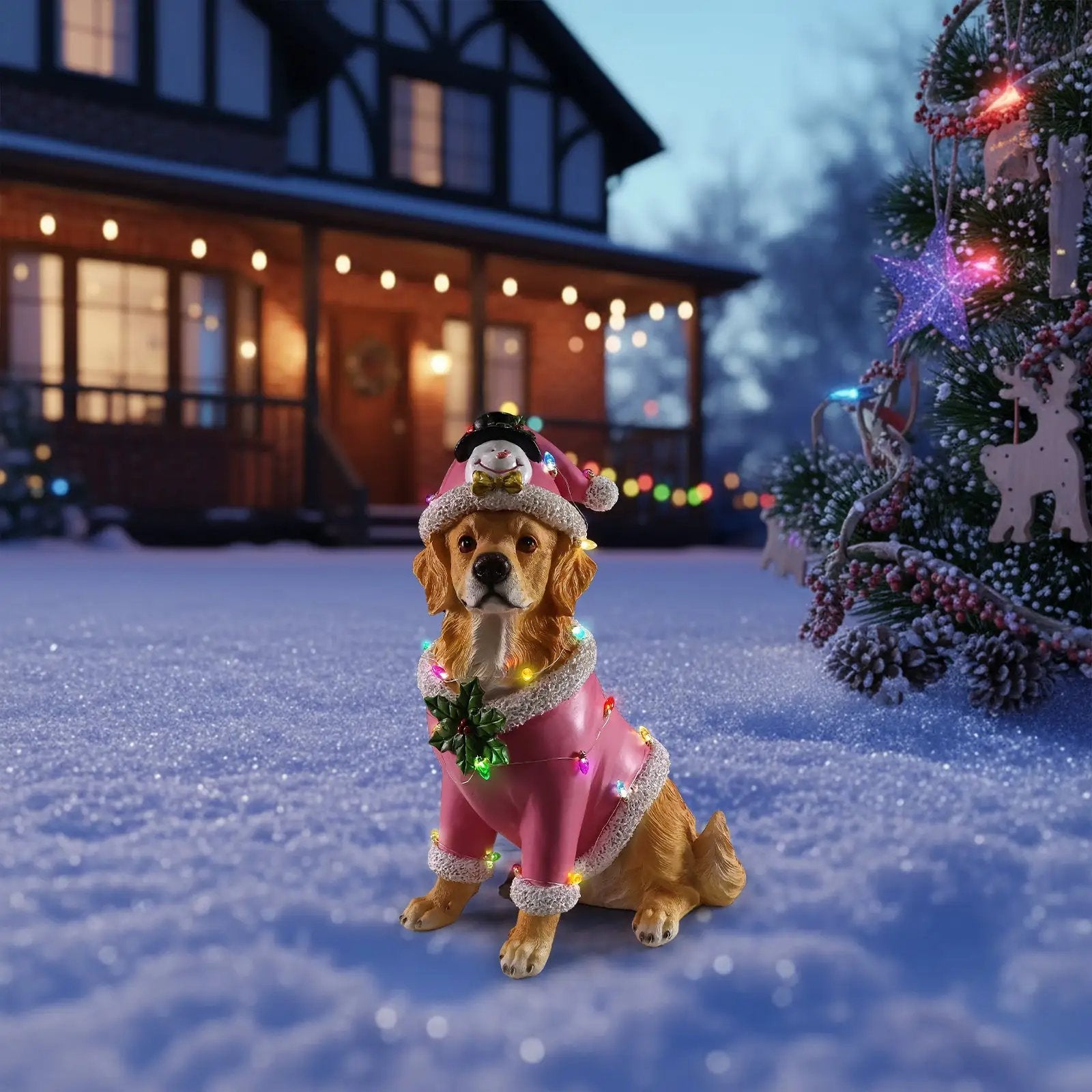 Christmas Golden Retriever Statue by HouseOfZazla